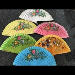 From Spain - Beautifully Wood Hand Painted Colored Fans in Many Colors